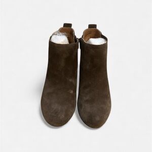 Vionic Brown Suede Wedge Ankle Boots